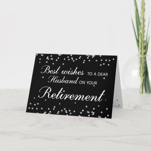 Husband Retirement Congratulations Black  Silver Card