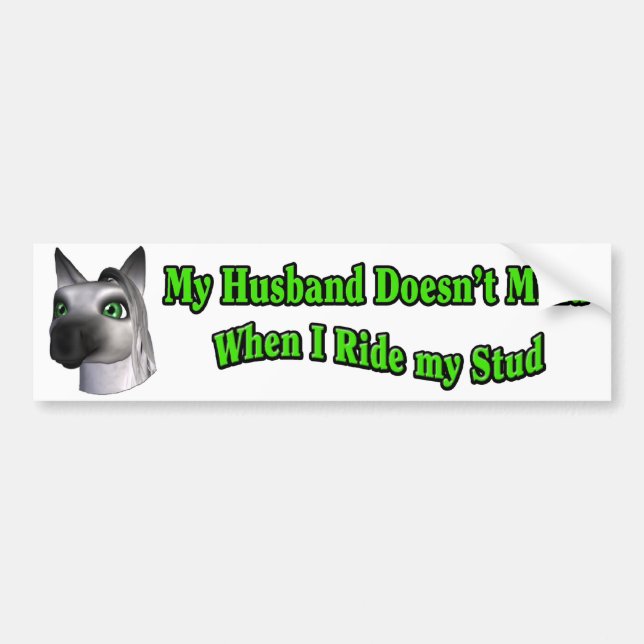 Husband Ride Stud Bumper Sticker Horse Funny (Front)