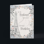 Husband Romantic 25th Birthday Eiffel Tower Card<br><div class="desc">Romantic card for husband's 25th birthday has a blue and gray floral border,  a sketch of the Eiffel Tower and a subtle 25 in the background. Designed by Simply Put by Robin; elements from The Hungry Jpeg.</div>
