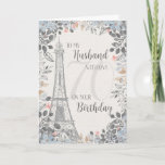 Husband Romantic 70th Birthday Eiffel Tower Card<br><div class="desc">Romantic card for husband's 70th birthday has a blue and gray floral border,  a sketch of the Eiffel Tower and a subtle 70 in the background. Designed by Simply Put by Robin; elements from The Hungry Jpeg.</div>