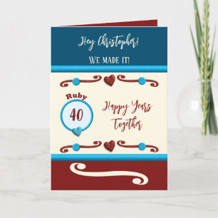 Husband Ruby 40th anniversary blue Card