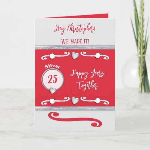 Husband silver 25th anniversary red card