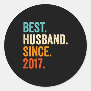 Husband Since 2017 8th Wedding Classic Round Sticker