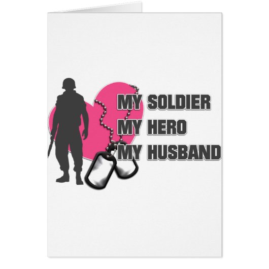Husband Soldier Pink Heart Cards (Front)