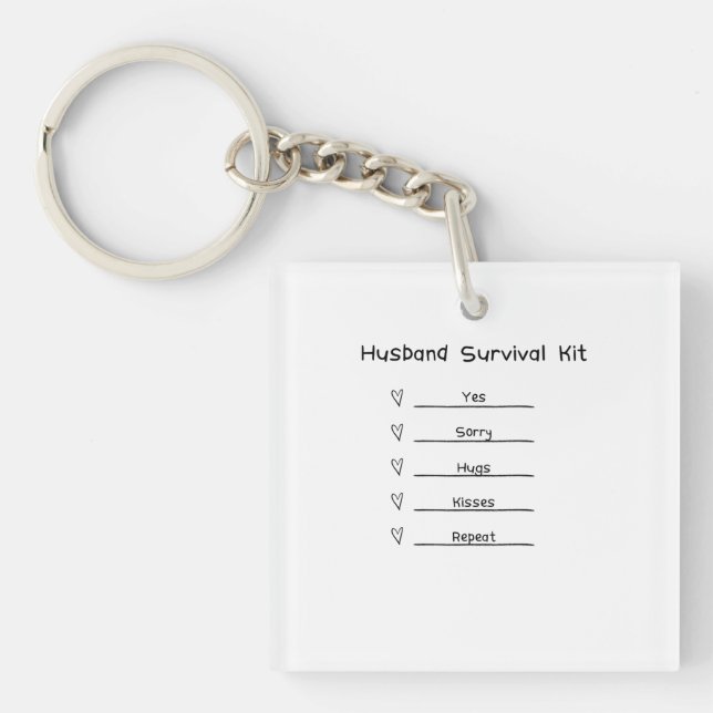 Husband Survival Kit cute  Keychain (Front)