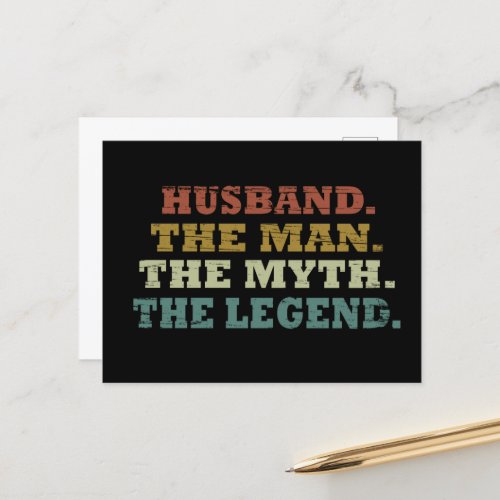 husband the man myth legend holiday postcard