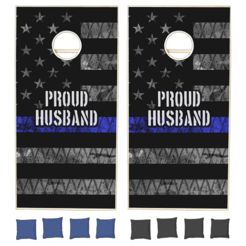 Husband Thin Blue Line Distressed Flag Cornhole Set