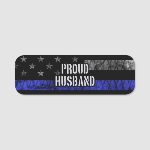Husband Thin Blue Line Distressed Flag Name Tag