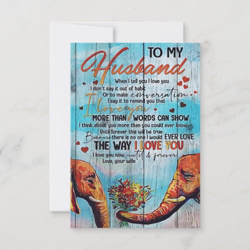 Husband To My Husband Elephant RSVP Card