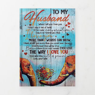 Husband To My Husband Elephant Tri-Fold Holiday Card