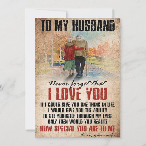 Husband To My Husband Never Forget Thank You Card