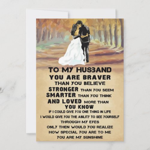 Husband To My Husband You Are Sunshine Holiday Card