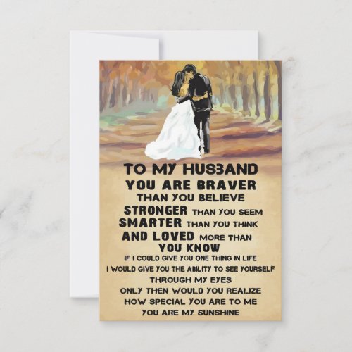 Husband To My Husband You Are Sunshine RSVP Card