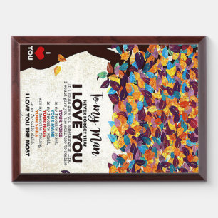 Husband To My Man I Love Husband Award Plaque