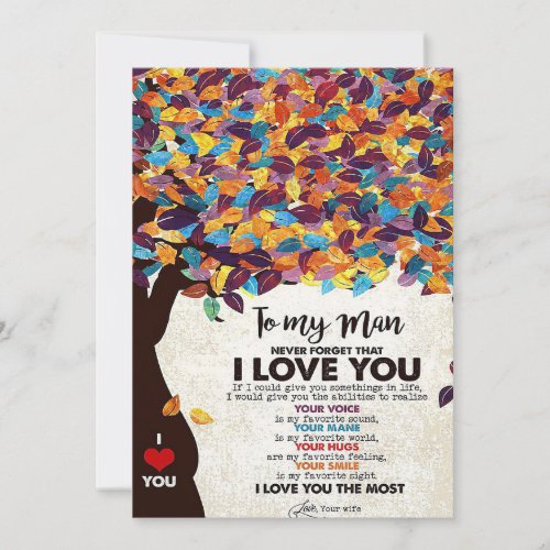 Husband To My Man I Love Husband Thank You Card