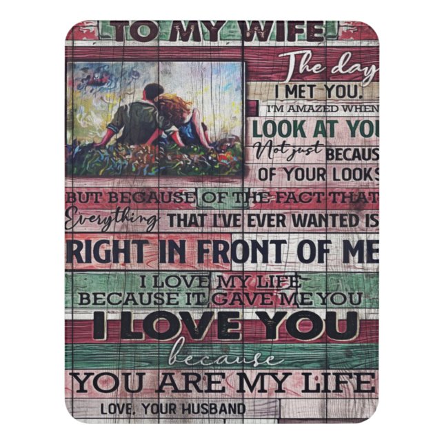 Husband To My Wife Letter | Love Quotes Gift Door Sign (Contemporary Vert)