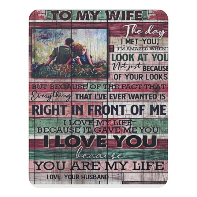 Husband To My Wife Letter | Love Quotes Gift Door Sign (Contemporary Vert)