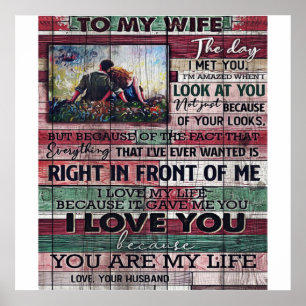 Husband To My Wife Letter   Love Quotes Gift Poster
