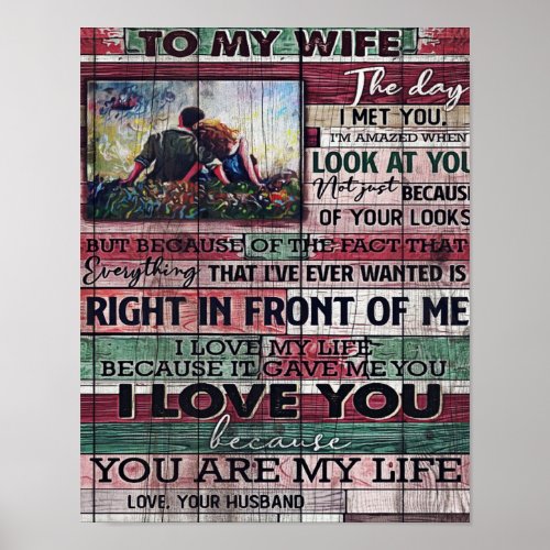 Husband To My Wife Letter  Love Quotes Gift Poster