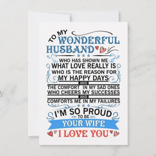 Husband To My Wonderful Husband Invitation