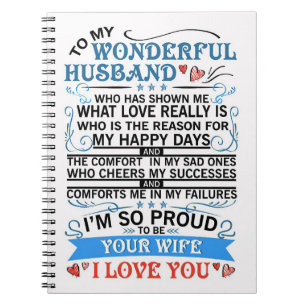 Husband To My Wonderful Husband Notebook