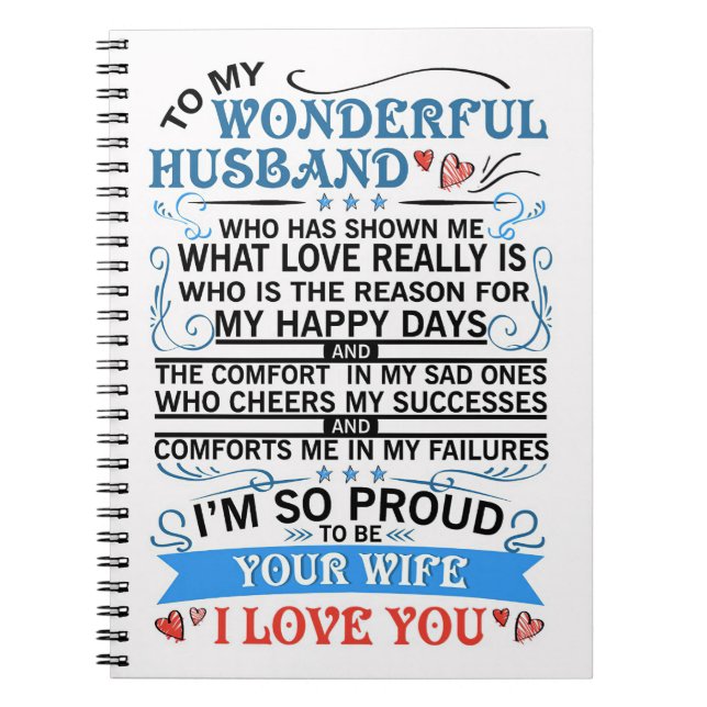 Husband To My Wonderful Husband Notebook (Front)