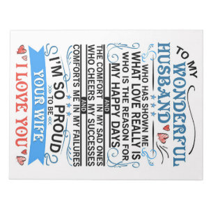 Husband To My Wonderful Husband Notepad