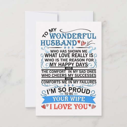 Husband To My Wonderful Husband RSVP Card