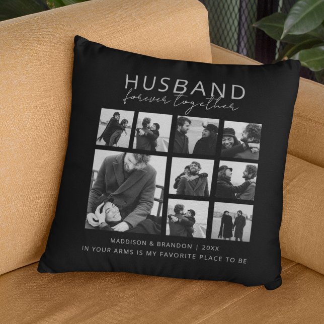 Husband Together Forever Photo Collage Throw Pillow (Creator Uploaded)