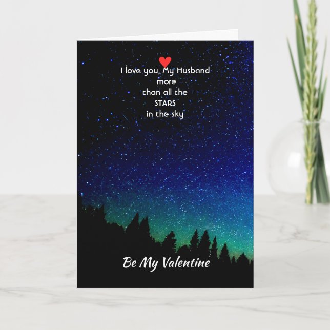 Husband Valentine Love you more than all Stars Holiday Card (Front)
