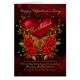 Husband, Valentine's Day Card With Heart And Roses