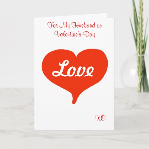 Husband Valentines Day Red Hearts Holiday Card