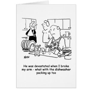Husband washing the dishes cards