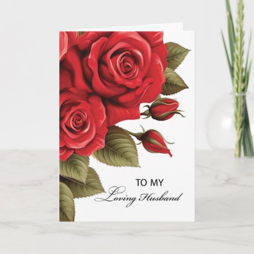 Husband Wedding Anniversary Love Red Roses Card