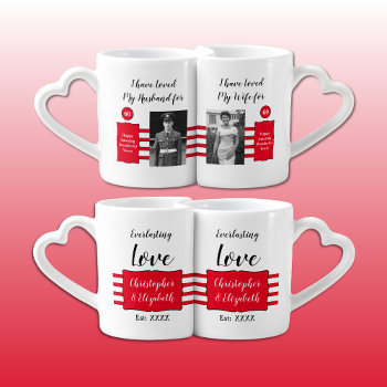 Husband Wife 25th Anniversary Photos Red Coffee Mug Set by LynnroseDesigns at Zazzle