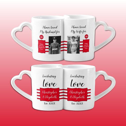 Husband Wife 25th anniversary photos red Coffee Mug Set