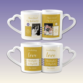 Husband Wife 50th Wedding Anniversary Photos Lilac Coffee Mug Set by LynnroseDesigns at Zazzle