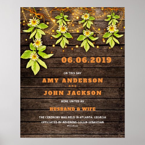 Husband Wife Boho Marriage Wedding Certificate Poster