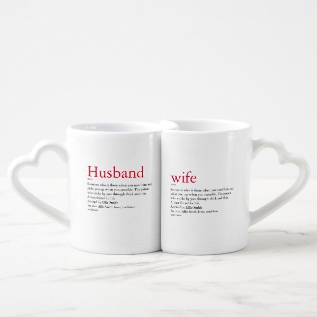 Husband Wife Definition Wedding / Anniversary Coffee Mug Set (Front Nesting)