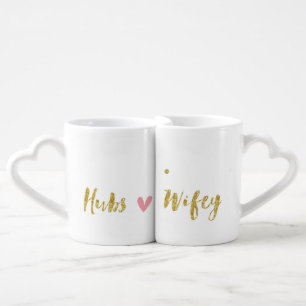 Husband & Wife Gold Script Wedding Coffee Mug Set