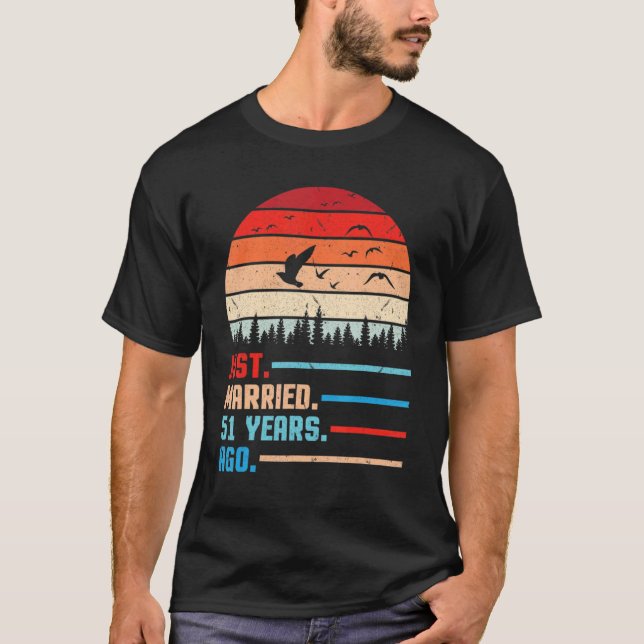 Husband & Wife Just Married 51 Years Ago Wedding S T-Shirt (Front)