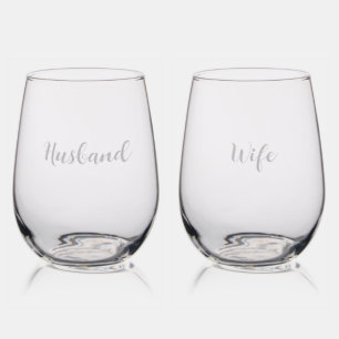 Husband Wife Stemless Wine Glass