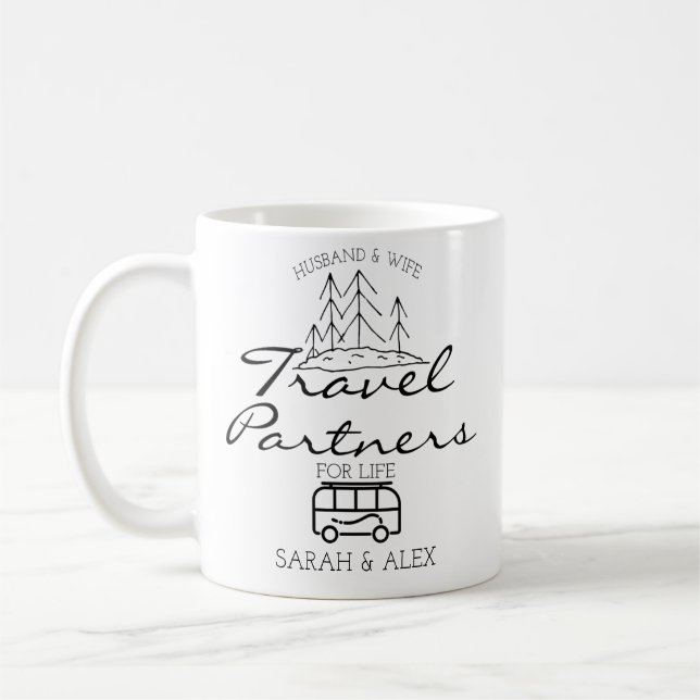 Husband & Wife Travel Partners For Life, Coffee Mug (Left)