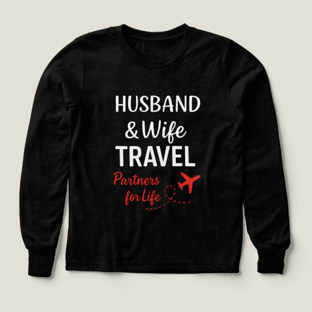Husband & Wife Travel Partners for Life – Romantic Tri-Blend Shirts (Design Front)