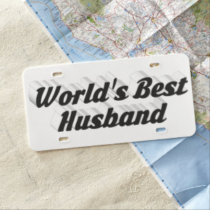 Husband with black text license plate