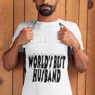 Husband with black text long apron