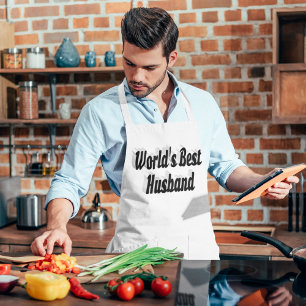 Husband with black text long apron