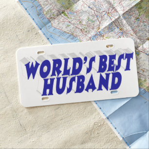 Husband with blue text license plate