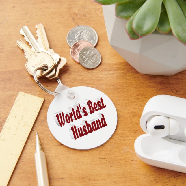 Husband with burgundy text  keychain (Desk)