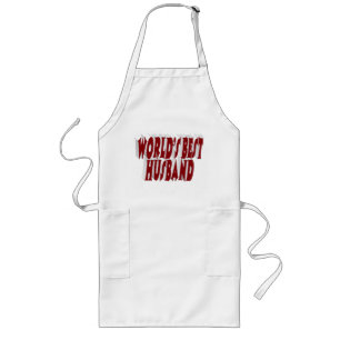 Husband with burgundy text long apron